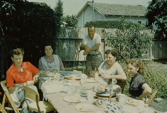 1950s 013, Mother B and Children %22after Dinner%22 July 1953