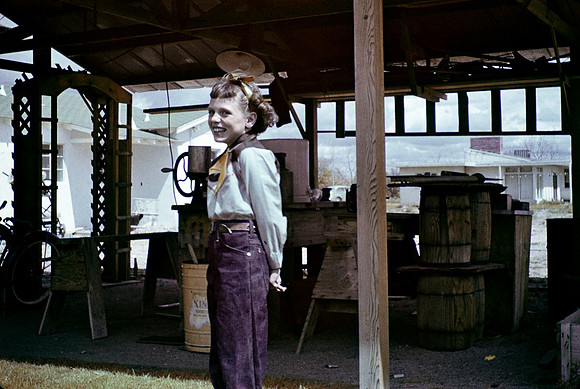 Linda in accordian band clothes